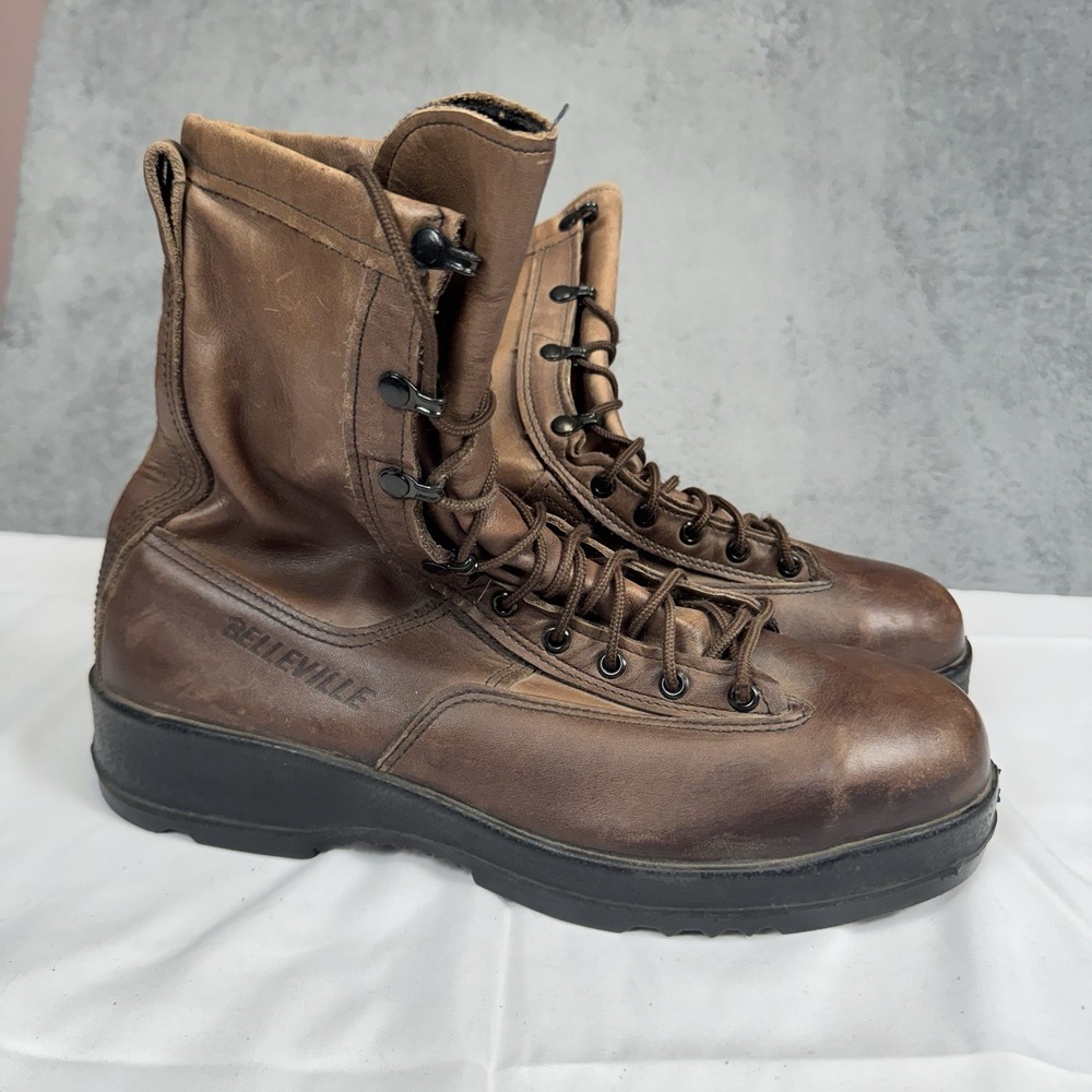 Belleville 330 ST Mens 12R Steel Toe Navy Flight Boots Brown Leather ASTM F EH